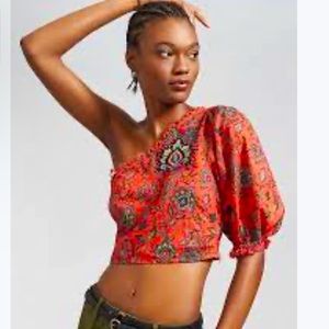 NWT Farm Rio one shoulder crop top